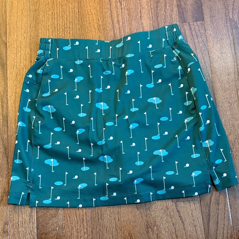 Dark Green Golf Print Skirt